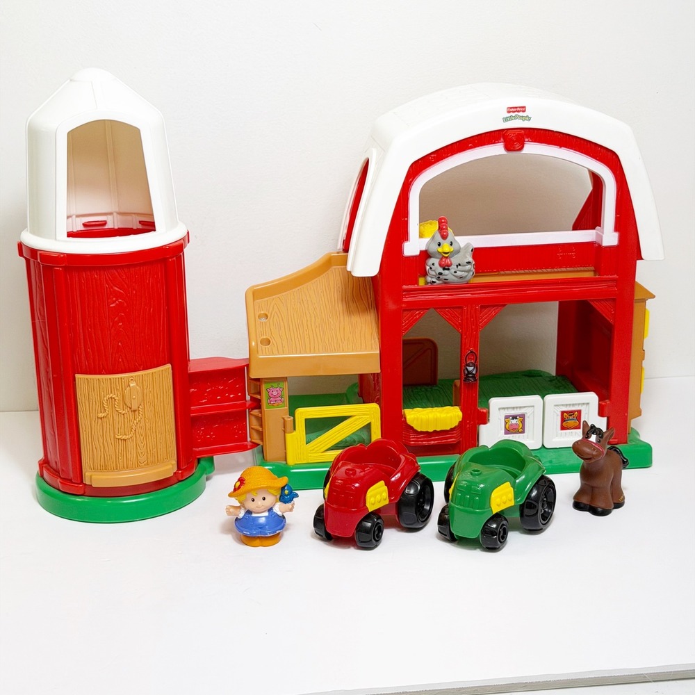Fisher Price Little People  Animal Sounds Farm Playset Barn Tractors Figures